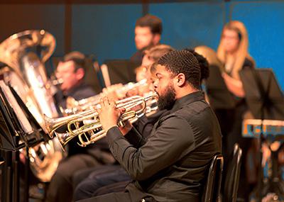 student playing trumpet